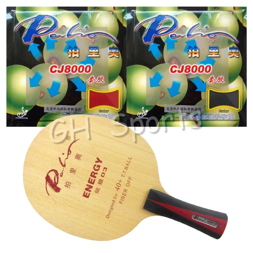 

Pro Table Tennis PingPong Combo Racket Palio ENERGY 03 Blade with 2x CJ8000 40-42 degree Rubbers Shakehand Long handle FL