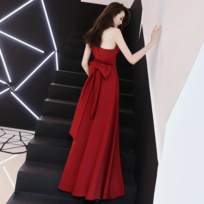 Красные модные платья невесты женские сексуальные с v-образным вырезом одно плечо без рукавов размера плюс вечерние Клубные ночные длинные платья vestidos robe femme - Цвет: Бургундия