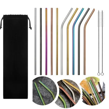 

10Pcs Hot New Stainless Steel Drinking Straws Multi-Colored Reusable Drink Straw for Tumblers Cold Beverage HY99 OC19