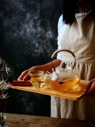 Английский послеобеденный чай Стекло кипения чай горшок высокая температура бутылка для напитков японский стиль простой молоток узор чайник