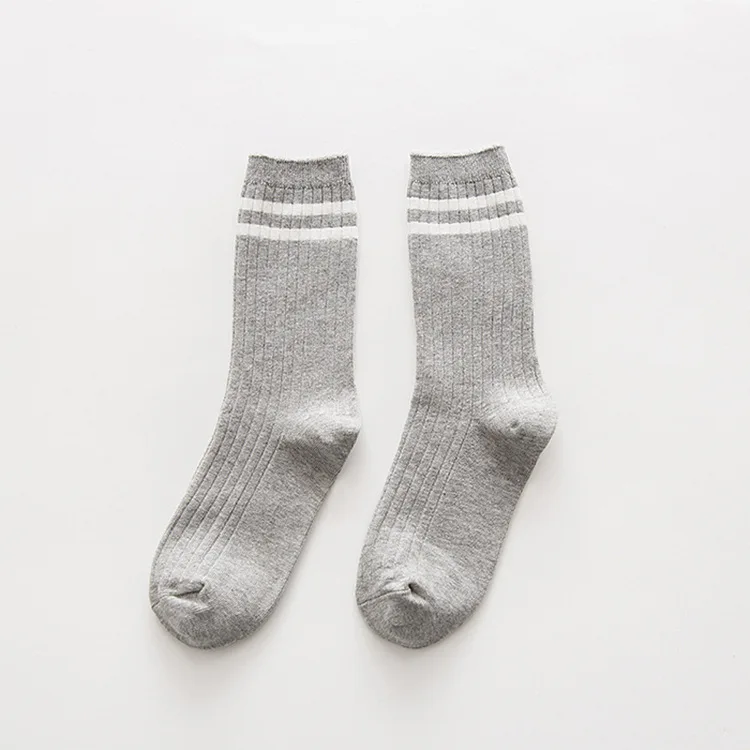 Осенне-зимние новые хлопковые женские ворсовые носки с двумя полосками Harajuku спортивные Школьные носки с двойной иглой - Цвет: Коричневый