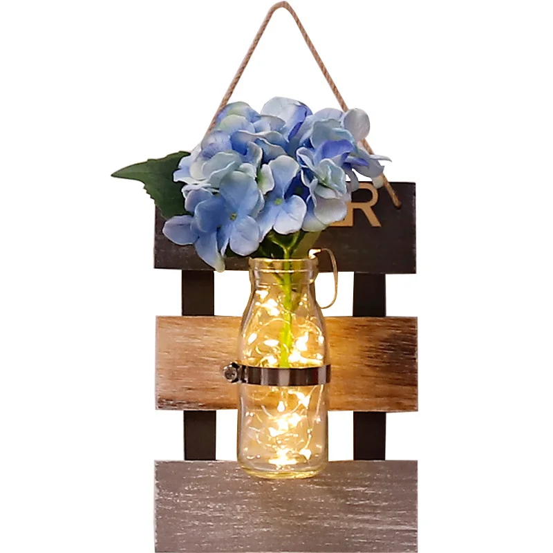 

Creative Wall Hanging Four Season Wooden Board Hydroponic Glass Vase Decoration Pendant Garden Flower Ornament Living Room Decor