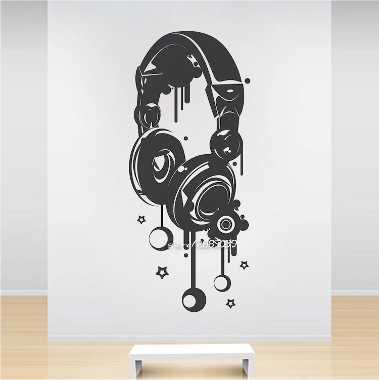 

Music DJ Headphones Wall Stickers Boys Room Wall Decor Vinyl Decals Fashion Design Home Decoration Wallpaper Poster SA733