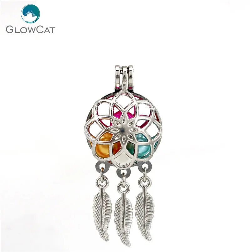 

K678 5pcs/lot Dream Catcher Flower Tuten Pearl Beads Cage Pendant Locket Fairytale Party Essential Oil Diffuser DIY