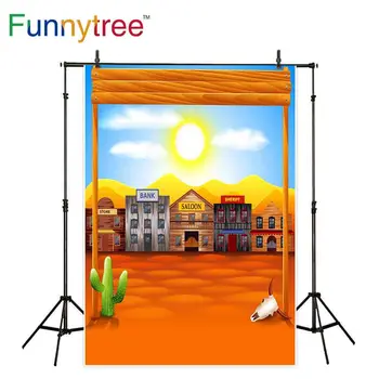 

Funnytree backgrounds for photography studio back to school western small town desert kids professional backdrop photobooth