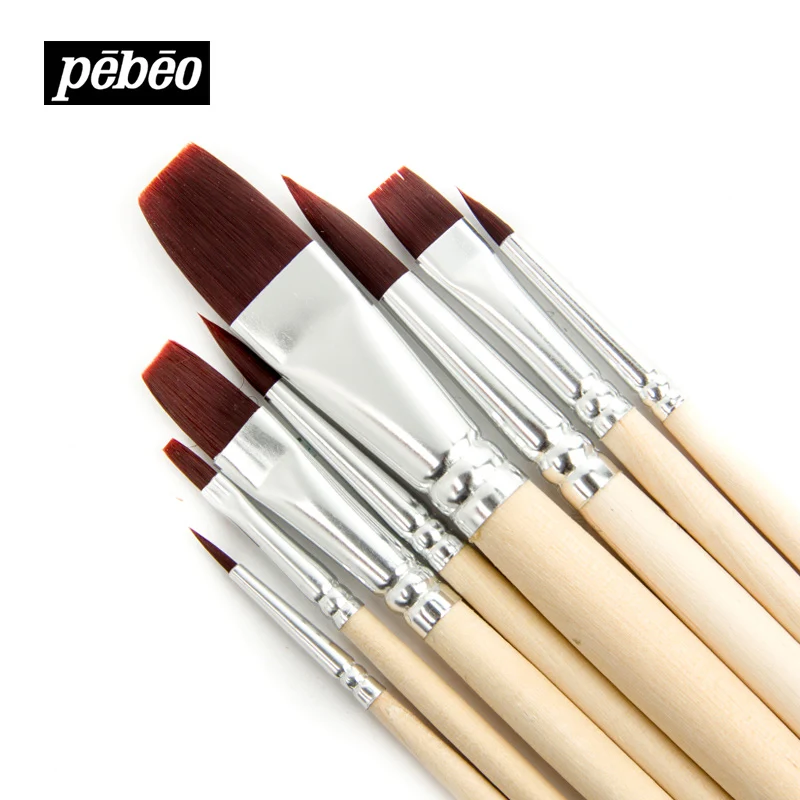 Pebeo коричневая нейлоновая кисть 8 комплектов однотонная Акварельная гуашь