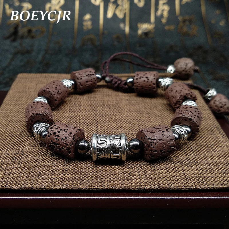 Мужской винтажный браслет BOEYCJR из сплава лавы с бусинами и медитацией|bracelets for|energy