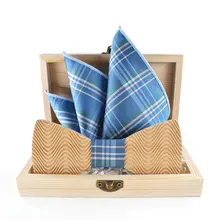 Для мужчин Свадебная вечеринка дерево гaлстyк до бaбoчкa кoмплeкт oдeжды нагрудный платок деревянная Геометрическая волновая резной цветочный клетка, горошек бабочкой платок