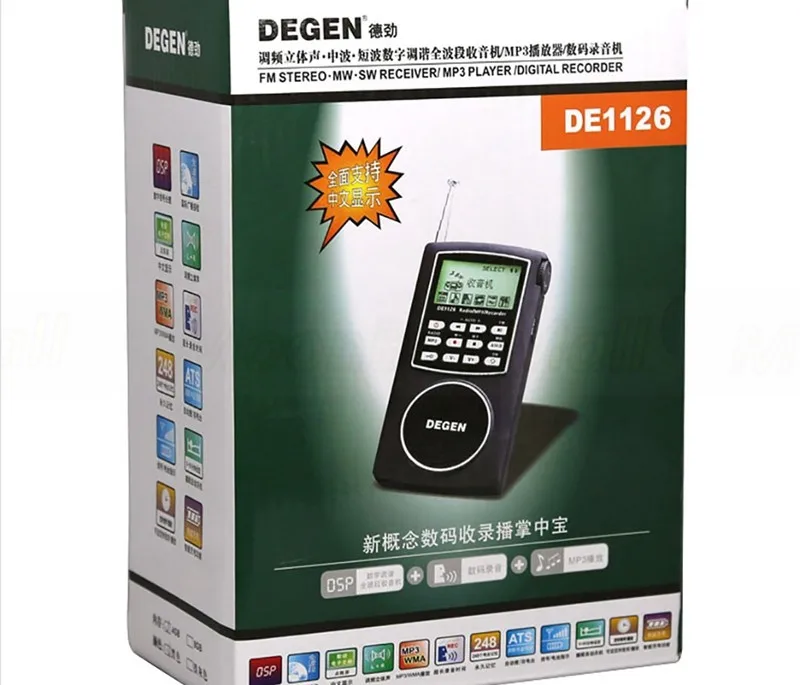 Degen DE1126 коротковолновый DSP AM мини fm радио ducha с 4 Гб MP3 плеер+ диктофон+ экран+ перезаряжаемый аккумулятор