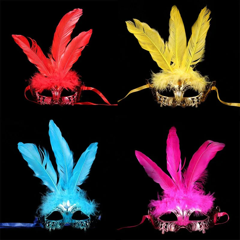 Venice Feather Mask Half Face Mask For Women Princess Stage Performance