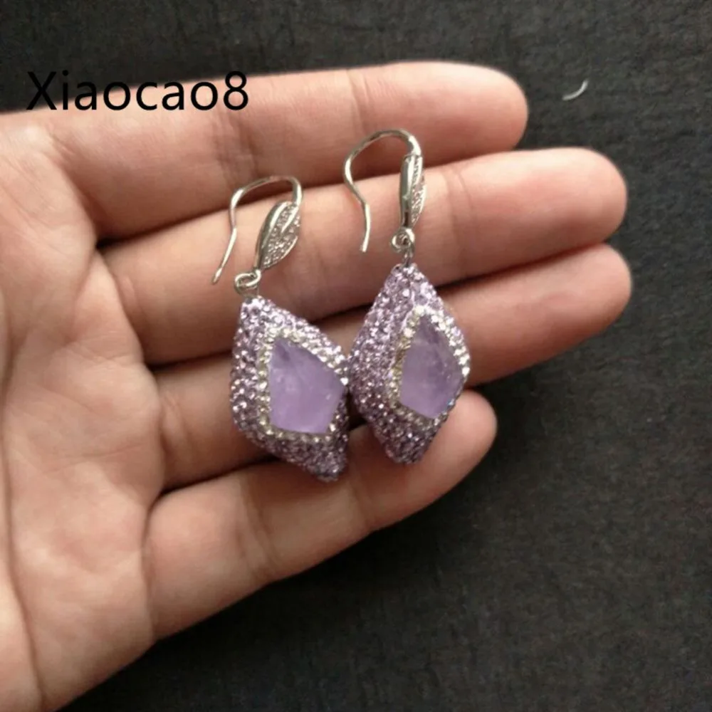 

Purple Nature Stone Earrings for Women Hooks Drop Earring Jewelry Oorbellen 2018 Trendy Boucle d'Oreille Fashion Woman Earrings