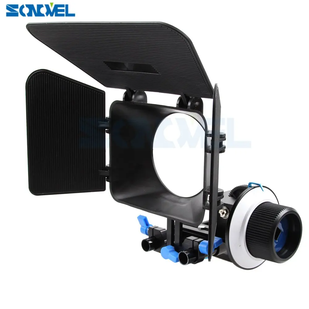 15mm Rail Rod Support+Follow Focus Finder F1+Matte Box for Canon Nikon