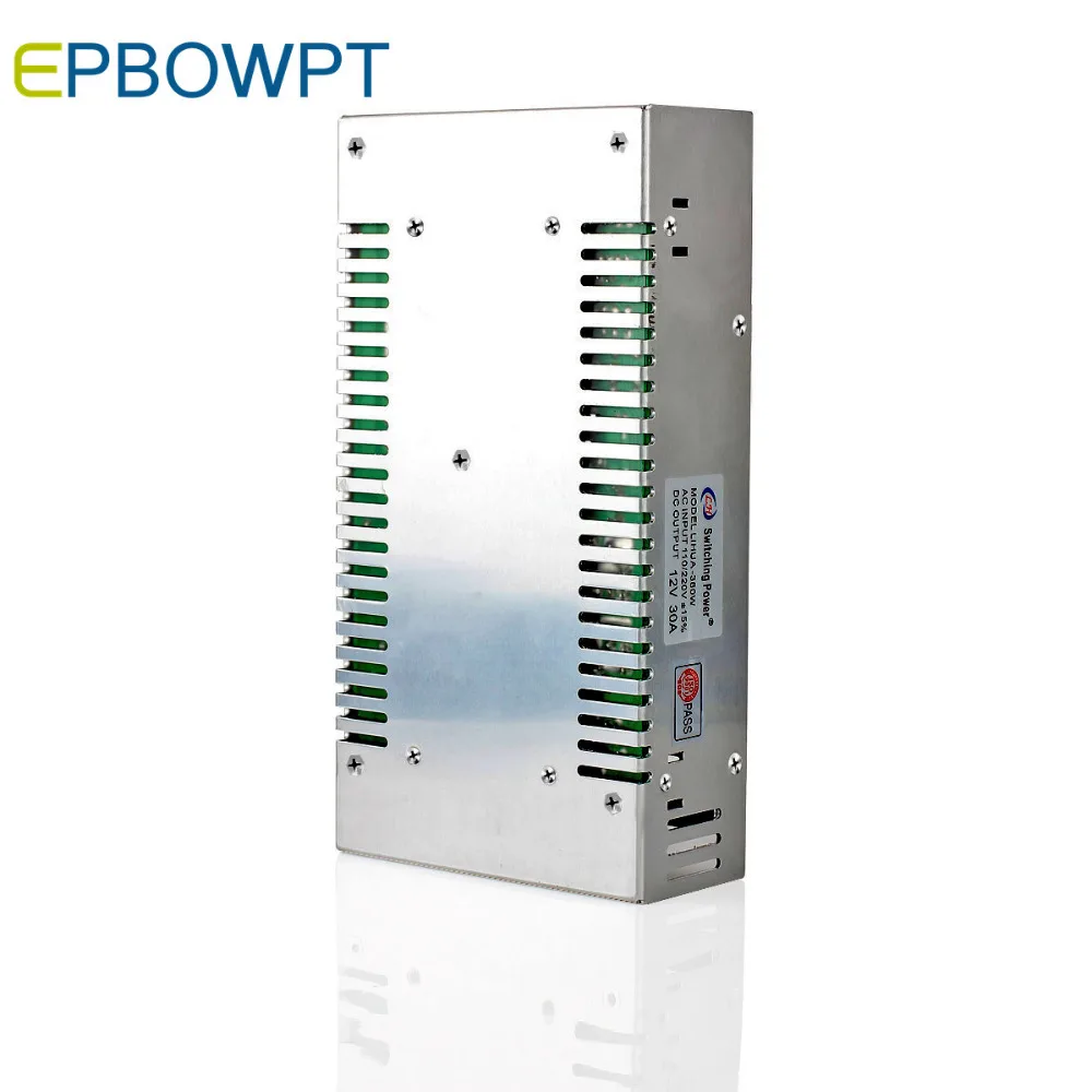 

EPBOWPT AC 110V/220V to DC 12V 30A 360W Regulated Switching Power Supply Converters Transformer Metal Case for LED Strip Light