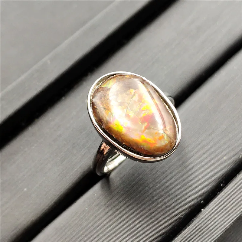 Natural Colorful Ammonite Ammolite Ring (6)