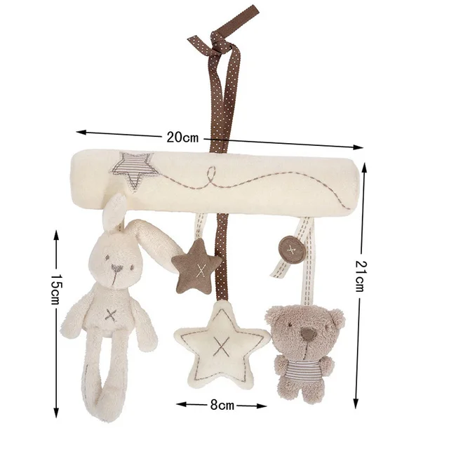 Infant Toddler Rattles Toys For Baby Stroller Crib Soft Rabbit Bear Style Pram Hanging Toys Plush Appease Doll Bed Accessories 6