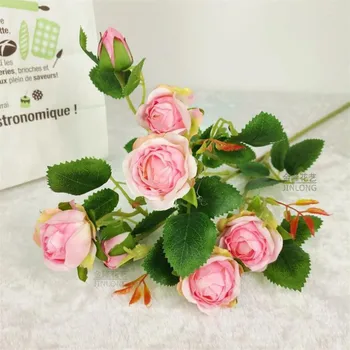 

HOT Long Stem Rose (7 heads/piece ) Simulation mini Roses for Wedding Home Showcase Decorative Artificial Flowers