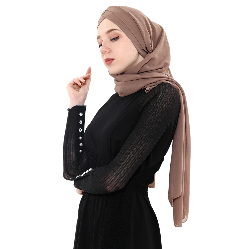 Летние Для женщин шифоновое Ready To Wear мгновенный Hijab шарф Мусульманский шифон головной платок исламские платки арабский платок