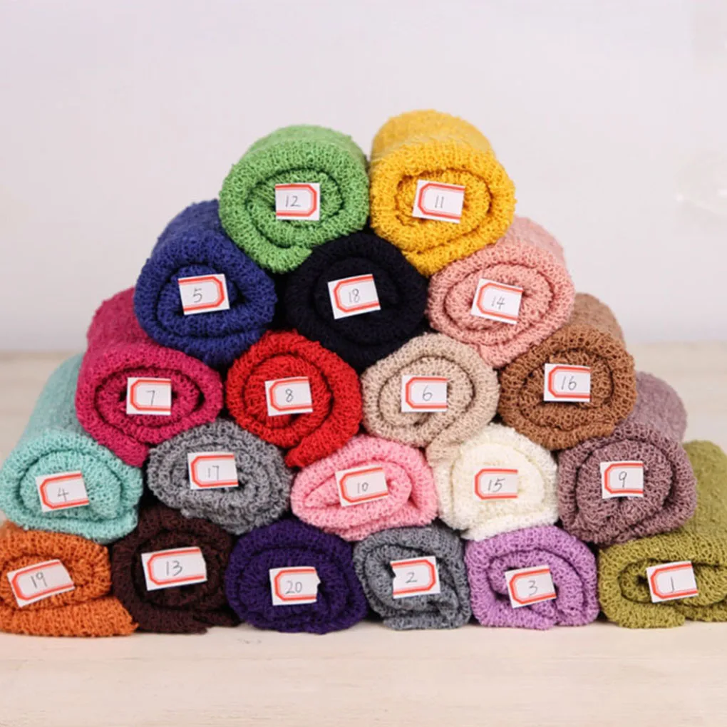 20 Colors Soft Baby Photography Props Blanket diapers Wraps Stretch Knit Wrap Newborn Photo Wraps Cloth Accessories