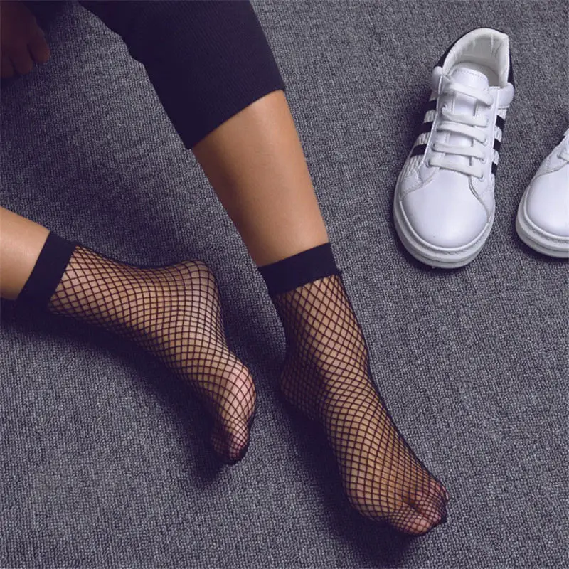 Punk-Women-Girls-Sexy-Black-Hollow-Out-Breathable-Mesh-Fishnet-Socks-Female-Gothic-Stretchable-Short-Hosiery