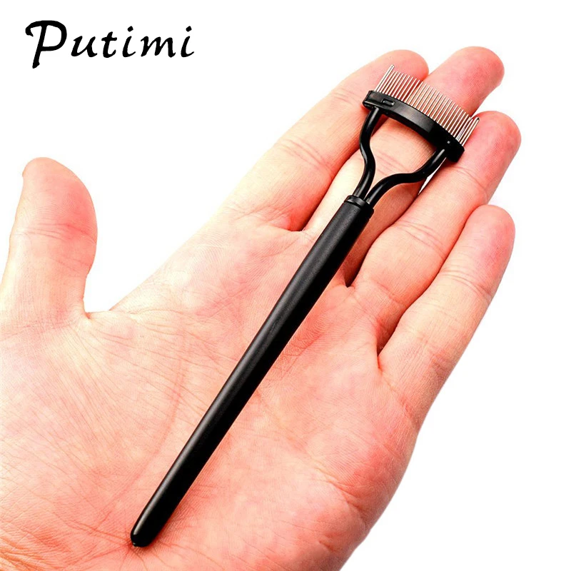 PUTIMI 3 pc الرموش فرش فرشاة من الفولاذ المقاوم للصدأ رئيس رمش تمديد مشط الحاجب فرشاة جلدة الجمال الضروري ماكياج أداة