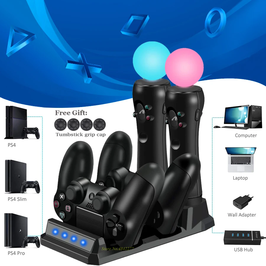 Контроллер для джойстика PS4 Slim Pro PSVR зарядное устройство док станция Sony Playstation 4 PS VR