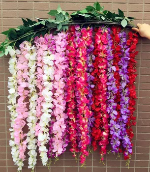 

10pcs Wisteria Vine Artificial Acacia Bean Wisterias Hydrangea Pagoda Flower Rattans for Wedding Centerpieces Decoration