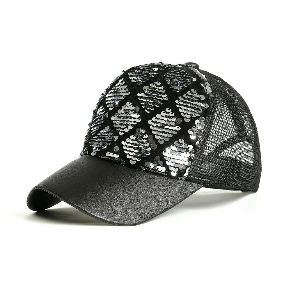 Серебристый Женская Мужская модная регулируемая бейсболка Snapback шапка "хип-хоп" сплющенная Кепка - Цвет: Серебристый