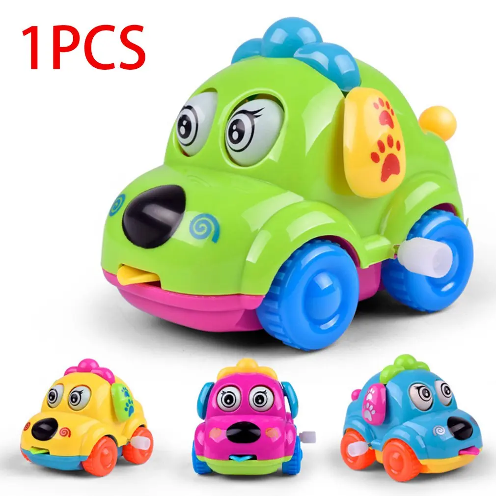 Baby Kidss Clockwork Funny Toy Cartoon Puppy Running Car Clockwork Classic Toy Baby Educational Animal Dog Toy Car Drop Shipping
