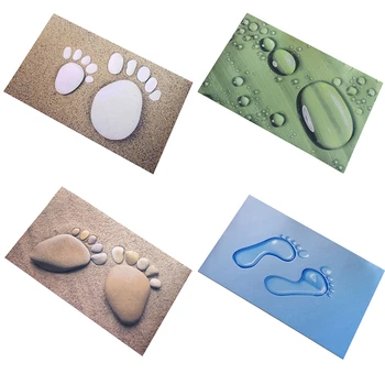 

4 Styles Plastic Printing Doormat 40*60cm Super Comfortable Cute Foot Printed Rug Carpet for kitchen Door Slip-resistant Mats