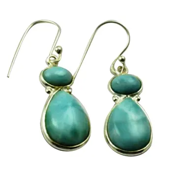 

Lovegem Genuine Larimar EARRINGS 925 Sterling Silver, 35.4mm, AE2151