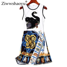 Ziwwshaoyu повседневные Мини платья в стиле пэчворк с круглым вырезом и аппликацией элегантные вечерние платья весна и лето новые женские
