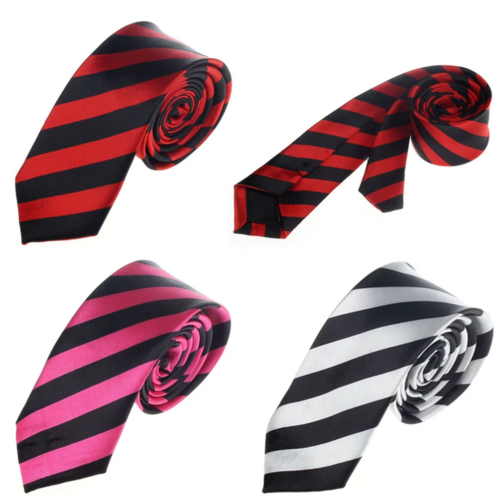 

Stripe Casual Slim Mens Skinny Narrow Neck Party Wedding Tie Necktie One Size Striped Red White Hot Pink Neck Tie Polyester 2018