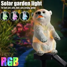 Смоляный Солнечный светодиодный белый милый медведь газон цветной свет водонепроницаемый открытый садовый путь пейзаж двора декоративная лампа авто свет