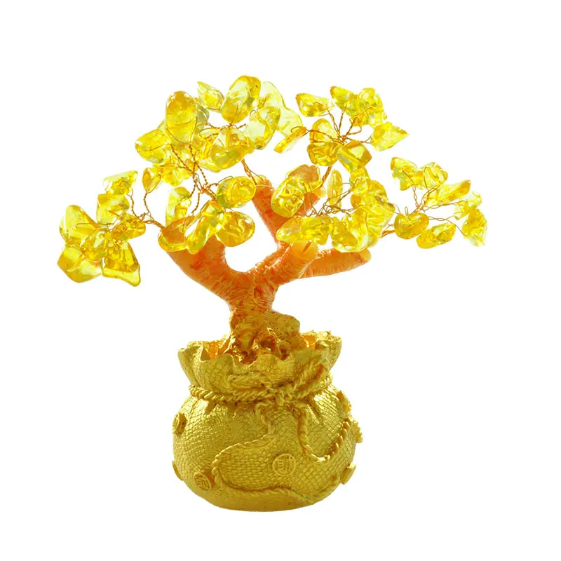 Mini Crystal Money Tree Bonsai Style Wealth Luck Chinese Feng Shui