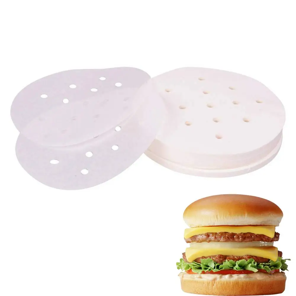 

Li Bai kitchenaid 500pcs Hamburger Patty Papers kitchen Parchment Papers Perforated Wax Non-Stick 130mm for Hamburger Patty