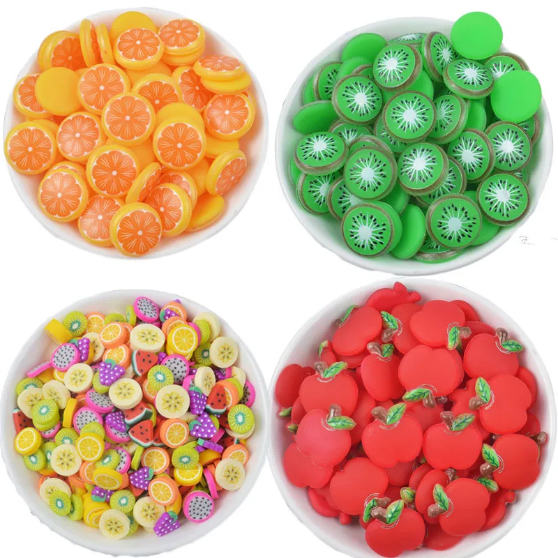 20pcs Fruit slices Filler For Nails Art Tips Slime Fruit For Kids DIY slime Accessories Supplies Decoration Soft pottery 6