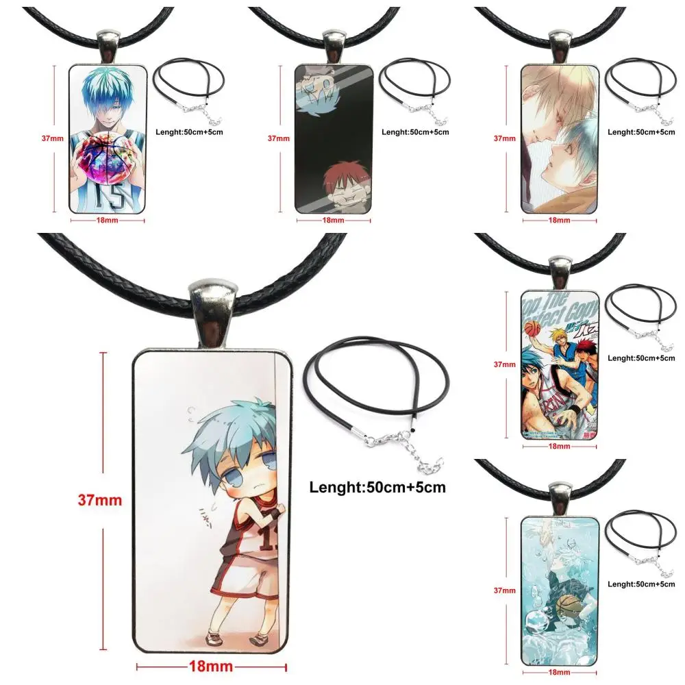 

Cartoon Kuroko No Basket For Unisex Gift Glass Cabochon Pendant Necklace Rectangle Fashion Necklace