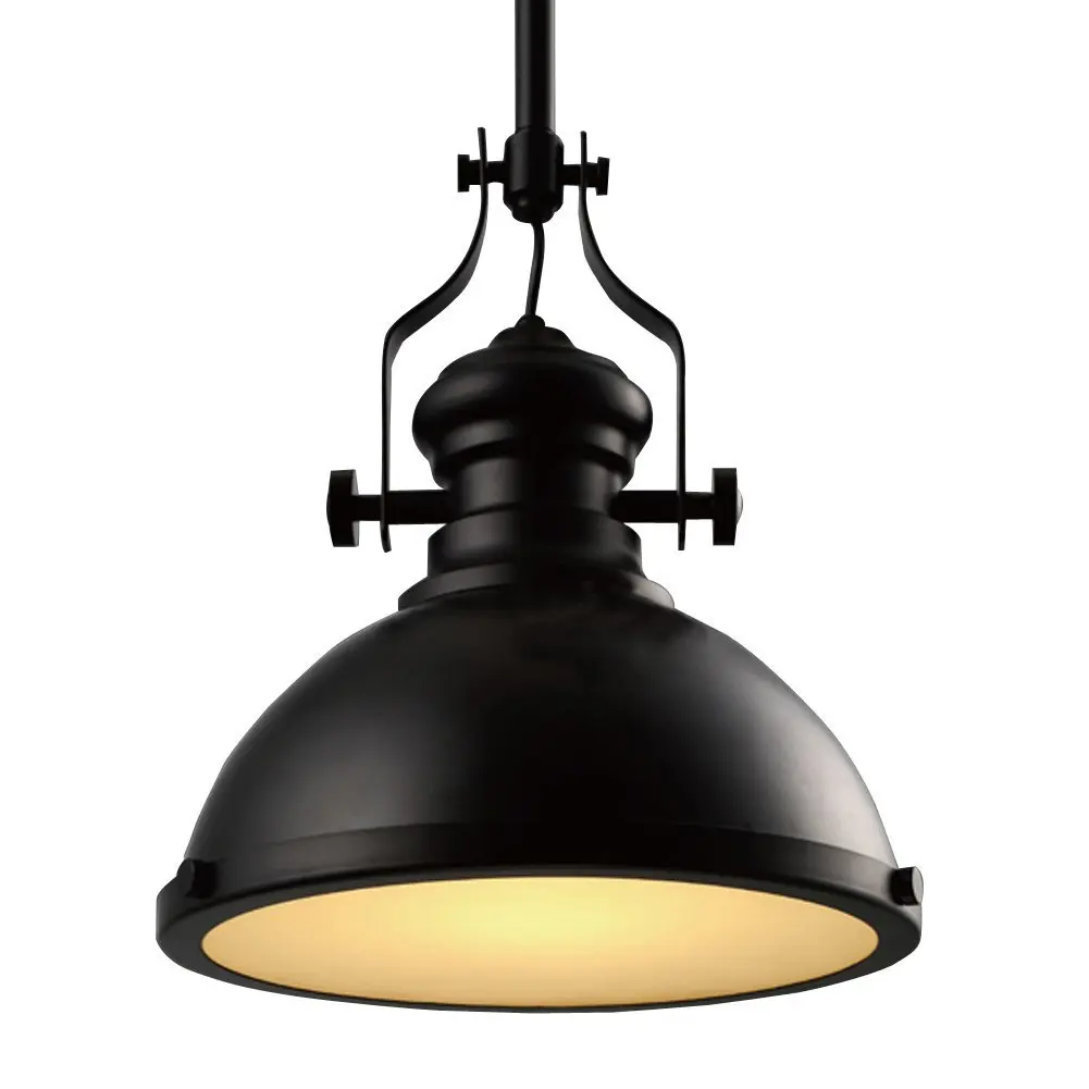 

Industrial Retro Iron Light Bulb Country Painting Large Pendant lamp Fixture Ceiling Lamp Chandelier with 1 Light Black