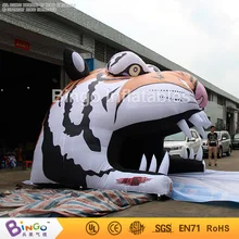 Подгонянный тип головы тигра надувной футбольный мяч туннель, надувной Тигр головная палатка