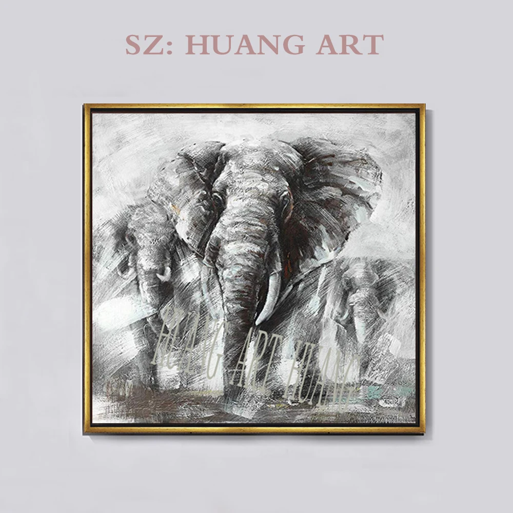 Wall Art Decor Works High Quality Abstract Animal Gray Silver White Elephant Oil Painting On Canvas For Wall Decor Artworks Lar Painting Calligraphy Aliexpress