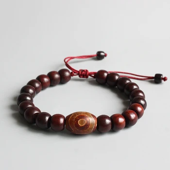 

Eastisan Natural Red Sander Wooden Beads Bracelets Tibetan Buddhist Handmade Meditation Prayer Bracelet Men Women OM Jewelry
