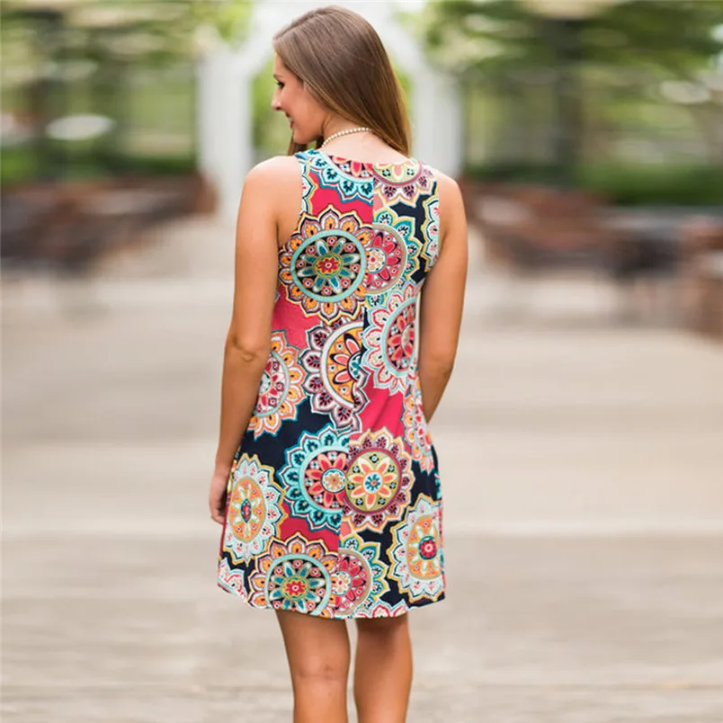 women dress summer 2018 of sleeveless and mini beach dress famele flower print fashion daily casual dropshipping 40AT213