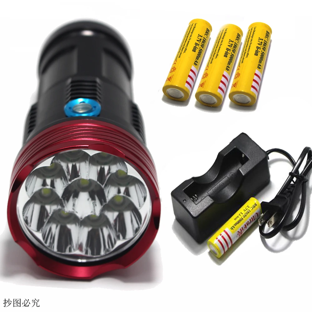 

10piece 9T6 10T6 11T6 Flashlight 18650 Torch Lamp led flashlight 20000LM waterproof Lamp Lights Hunting with battery and charger