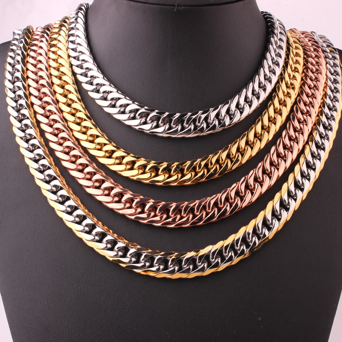 Color Curb Cuban Link Chain Necklace 