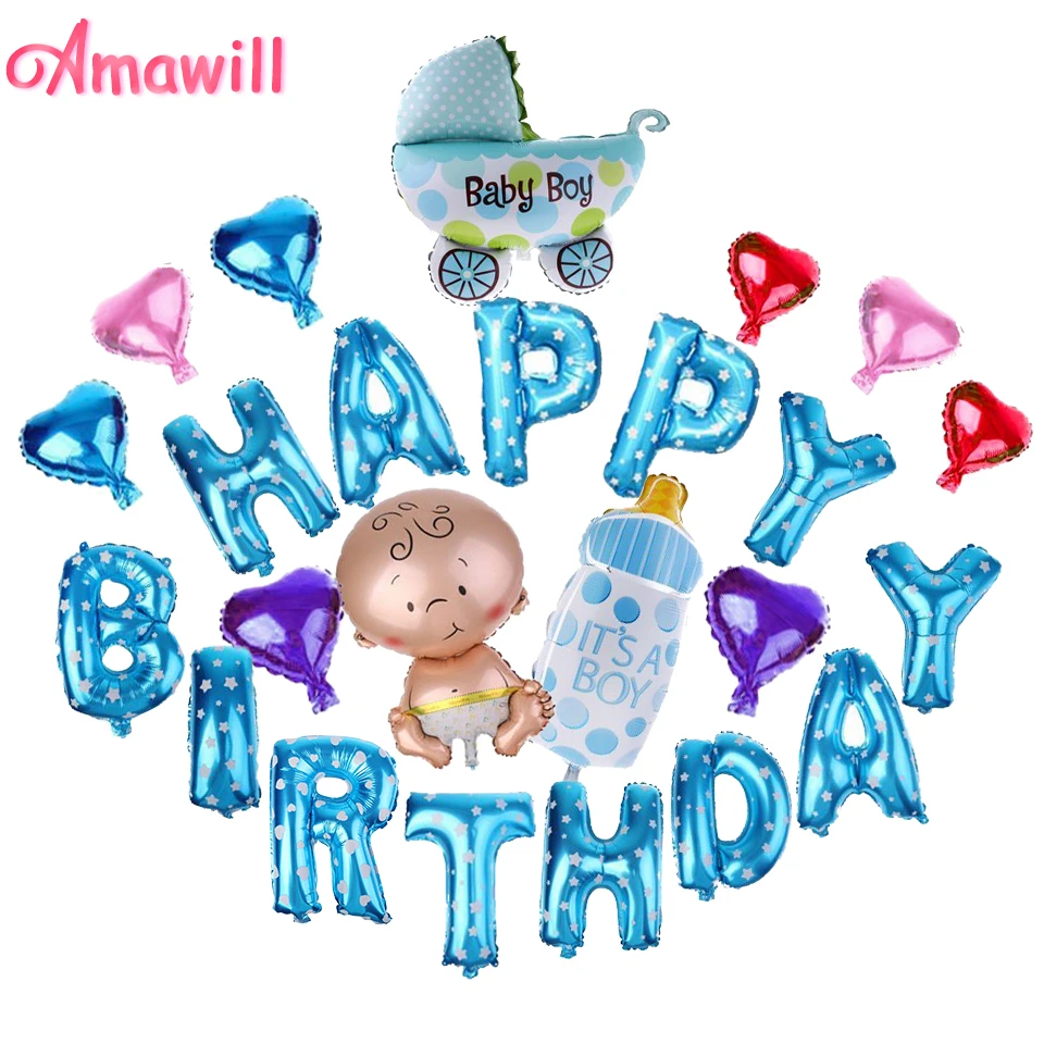 Amawill 1 Set Buon Compleanno Lettera Foil Balloons Per 1 Anno Vecchio Ragazzo Ragazza Baby Shower Decor Decorazioni Festa Di Compleanno Bambini 7d Balloon Balloon Balloons For Birthdayballoons Happy Aliexpress