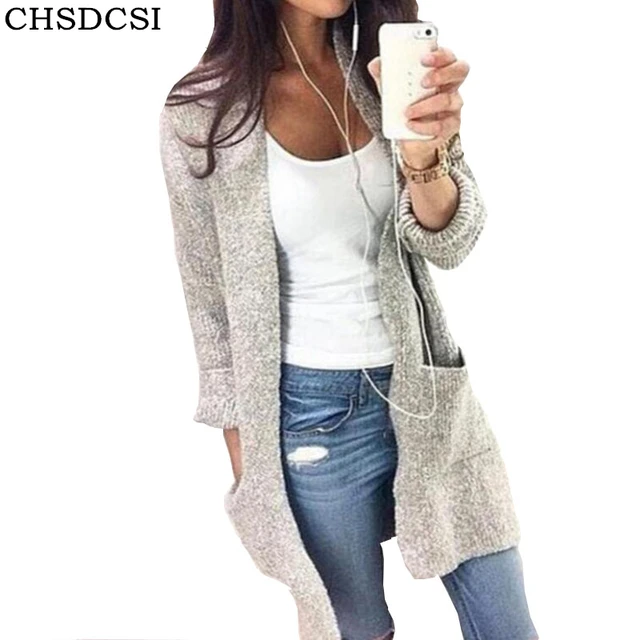 CHSDCSI Otoño Invierno 2018 moda gris Cardigan mujeres