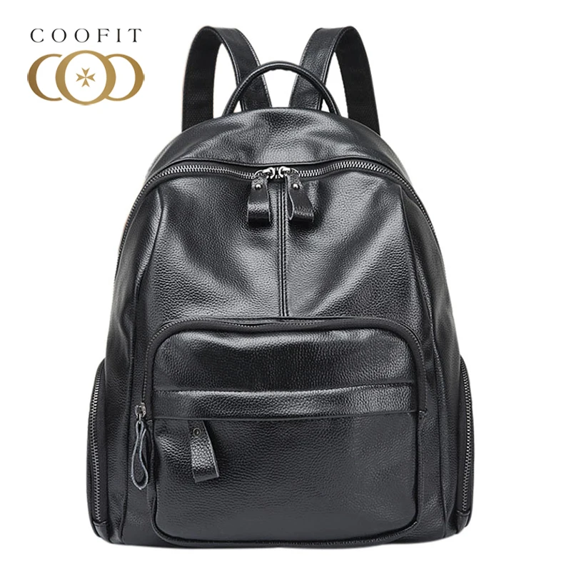 

Coofit Thread Womens Backpack Casual PU Leather Schoolbag Bookbag For Girls Teens Youth Female Satchels Rucksack For Daily Use