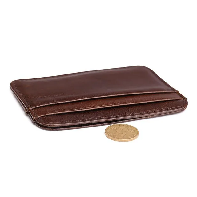 New Arrival Vintage Men's Genuine Leather Credit Card Holder Small Wallet Money Bag ID Card Case Mini Purse For Male 4