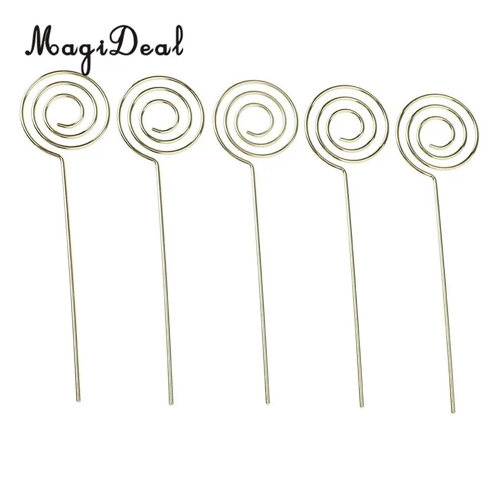 5 Pieces Gold Round Ring Loop Diy Craft New Wire Clip Card Note Photo Memo Holder Metal Clamp Clay Cake Accessories Decor	