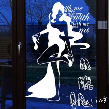 

Personalized wall stickers shoe heels beauty dress shop glass window stickers affixed to the wardrobe people